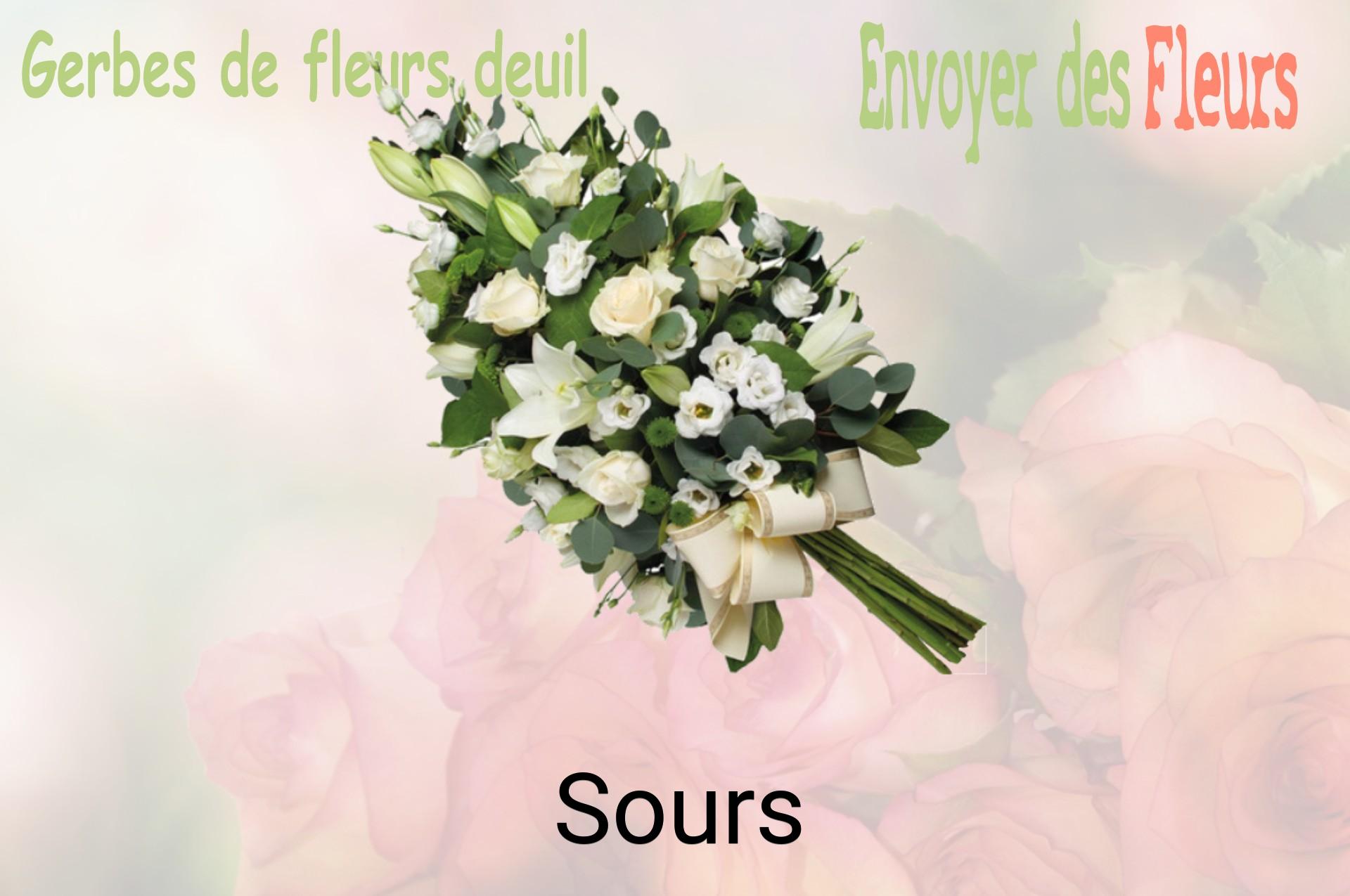 Gerbe de fleurs de deuil livrée à Sours